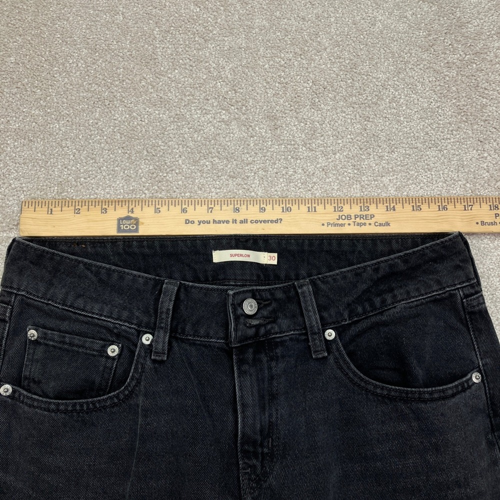Levi's Womens 30 (33x32) Superlow Wide Leg Jeans Black Denim Grunge Skater Baggy - Picture 5 of 9